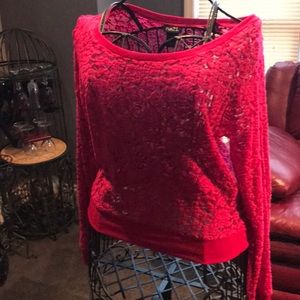 Rue 21 women’s large hot pink lace shirt